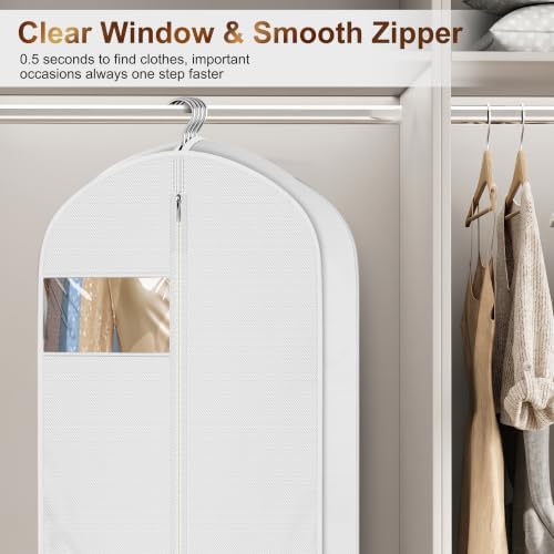 MISSLO 72" Wedding Dress Garment Bag for Travel Waterproof Dress Bags for Gowns Long 4" Gusseted Dresses Protector Bag for Closet Storage Clothing Covers for Hanging Clothes, White - Image 4
