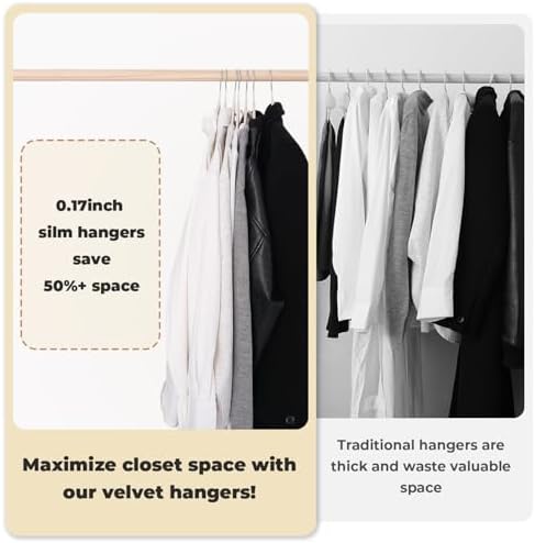 Ivory Velvet Hangers, Stackable Hanger with Non Slip Felt Fabric - Image 3
