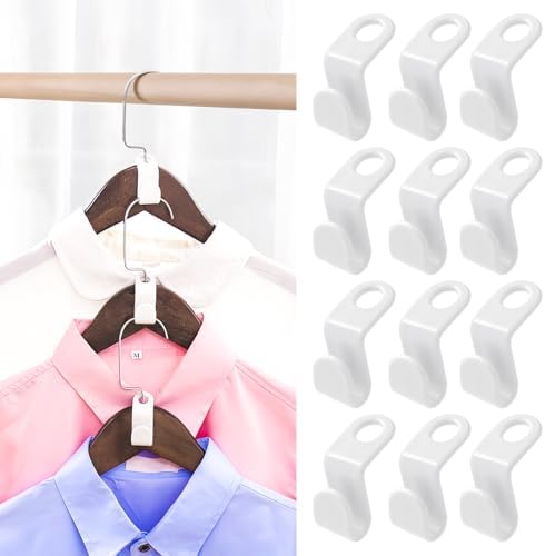 50 PCS Hanger Connector Hooks - 2024 New Space Saving Hangers for Closet Organizers and Storage Hangers Hooks,Hanger Clips Plastic Hangers for College Dorm Room Essentials (White) by Unknown