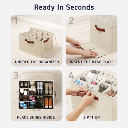 Ornavo Home Linen Large Shoe Storage Organizer Bins 2 Pack, Khaki - Image 7