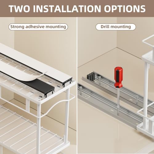 Bunoxea Pull Out Spice Rack 2 Pack,Slide Out Cabinet Spice Rack,White - Image 7