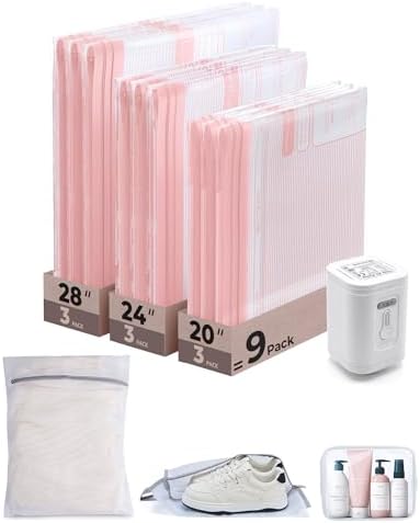 BAGSMART Travel Vacuum Bags with Rechargeable Electric Pump, 12PC Kit by BAGSMART