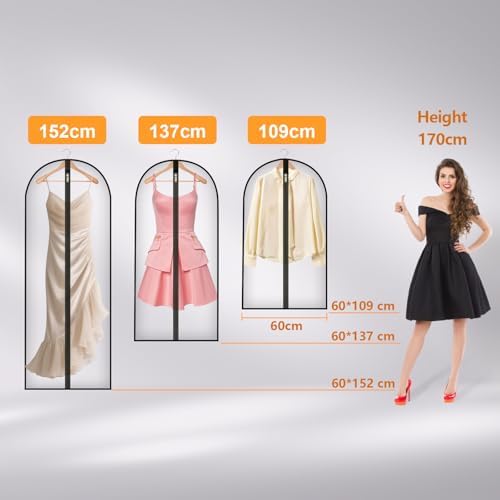 Long Garment Bag 60'' for Womens Dress Long Gowns Hanging Clothes - Image 3