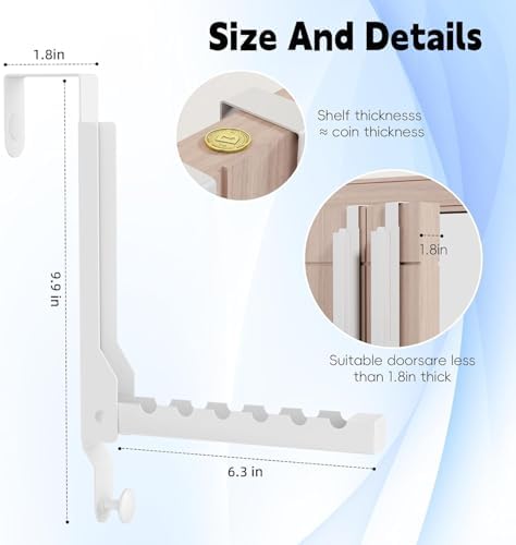 2 Pack Heavy Duty Over the Door Hanger, Compact Foldable Over Door Hook, Portable Compact Over Door Drying Rack for Laundry, Metal Over the Door Clothes Hanger, Rustproof & Waterproof (White) - Image 3