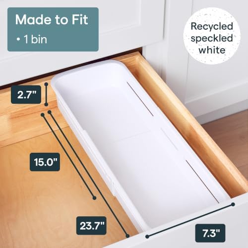 YouCopia DrawerFit® Sliding Drawer Bin, Expandable and Adjustable Kitchen Storage Organizer, Speckled White - Image 3