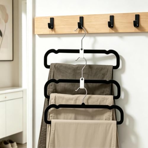20 Pack Velvet Pants Hangers for Closet Space Saving, Thin Hanger (Black) - Image 6
