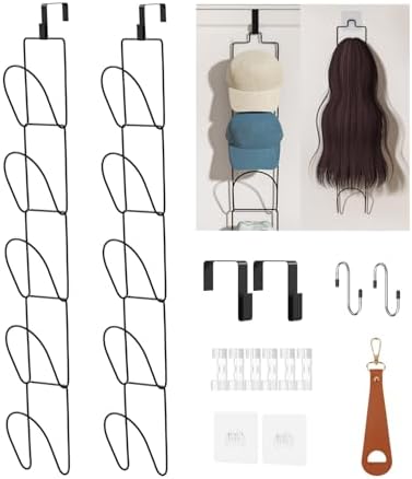 10Pack Over The Door Hat Organizer for baseball caps | Multi-Functional Baseball Hat Rack for Closet | Wall Mounted Hat s torage organizer | 5 types of accessories cap holder stand w hooks ,Black by LINFIDITE
