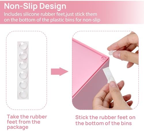 Vtopmart 4 Pack Small Clear Stackable Storage Drawers, Pink - Image 7