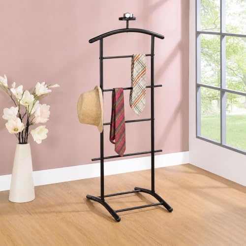 Kings Brand Freestanding Metal Suit Valet Stand with Tie Bar, Black by KingsBrandFurniture