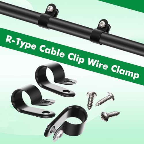 Hicarer 50 Pack R-Type Cable Clip Wire Clamp, Nylon Screw Mounting Cord Fastener Clips with 50 Pack Screws for Wire Management (Black, 1/2 Inch) - Image 2