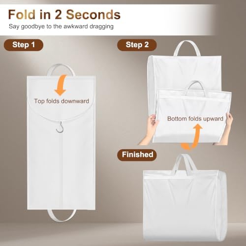 MISSLO 72" Wedding Dress Garment Bag for Travel Waterproof Dress Bags for Gowns Long 4" Gusseted Dresses Protector Bag for Closet Storage Clothing Covers for Hanging Clothes, White - Image 7
