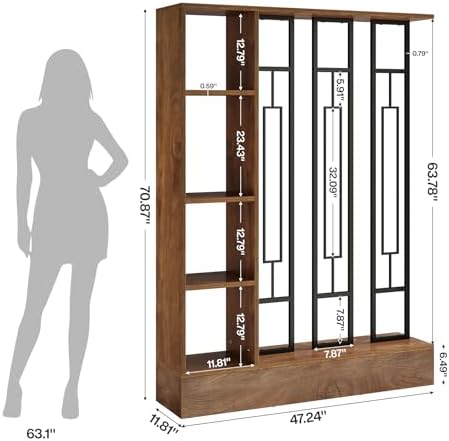 Tribesigns Room Divider with Shelves, 71" Freestanding Storage Room Divider - Image 4