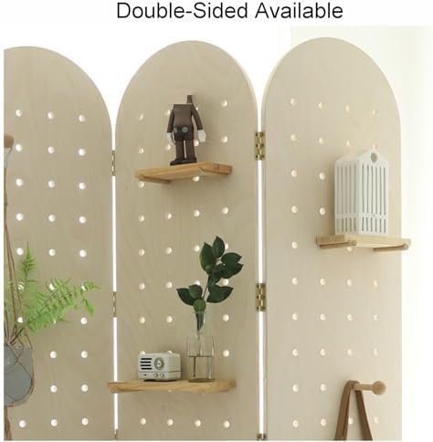 Folding Pegboard Partition Screen,Room Divider Wall with Storage Rack,2-5 Panel Pegboard Room Divider Panel,for Bedroom Bazaar Jewelry Store(White,180x40cm-4 Panel) - Image 7