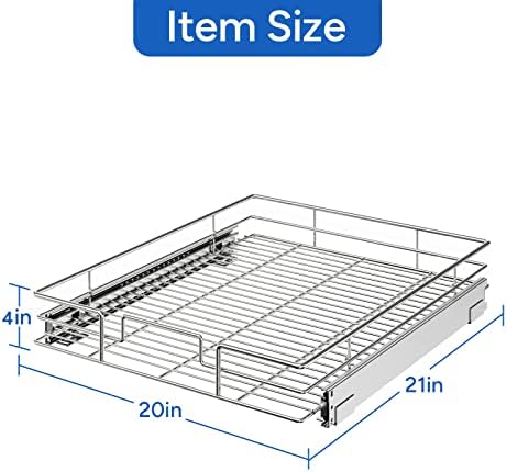 ROOMTEC Pull Out Cabinet Organizer, Cabinet Pull Out Shelves 20" W x 21" D, Heavy Duty Cabinet Drawers Slide Out Kitchen Cabinet Organizers Storage Shelf - Image 3