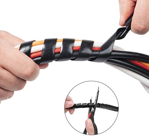 Spiral Cable Wrap - 9.8 Ft 5/8" Spiral Wire Wrap Cord Covers Bundle Sleeve Hose for Computer Electrical Wire Organizer (5/8 Inch-9.8Ft, Black) - Image 4