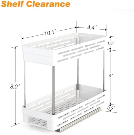 Pull Out Spice Rack Organizer for Cabinet, 2 Pack Slide Out Spice Racks Organizer, Spice Cabinet Organizers, Cabinet Size Need:12'' Highx11'' Deepx5'' Wide,Hold 10 Spice Jar Each Tier-2Tier, White - Image 4