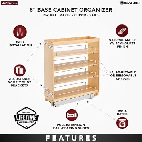 Rev-A-Shelf Pullout Kitchen Cabinet Organizer, Min Cabinet Opening 8.5" W - Image 4
