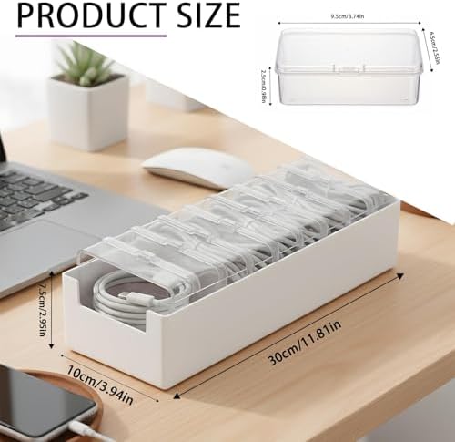 11 Case Cable Storage Box with Cable Straps and Label Stickers, Cord Organizer for Charging Cables, USB Wires, Earphones – Travel Cable Holder for Desk Drawer Organization (11 Cases + 11 Cable Straps) - Image 3