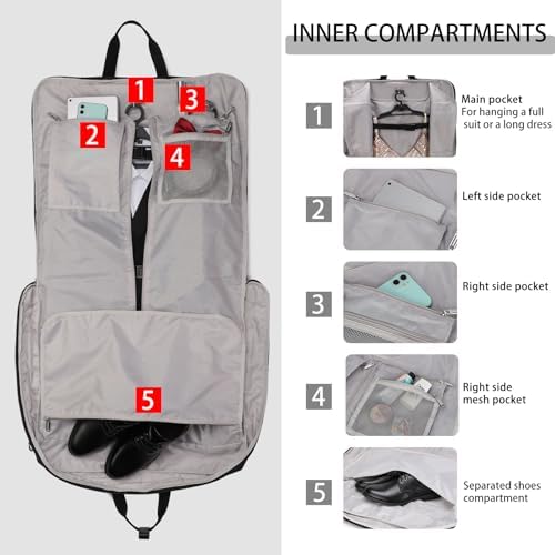 BESMART Garment Bags for Travel, 51" Large Suit Bag for Business Trips - Image 6