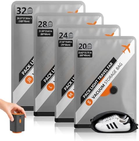 18-Pack Travel Vacuum Bags for Clothes with Rechargeable Cordless Pump by Unknown