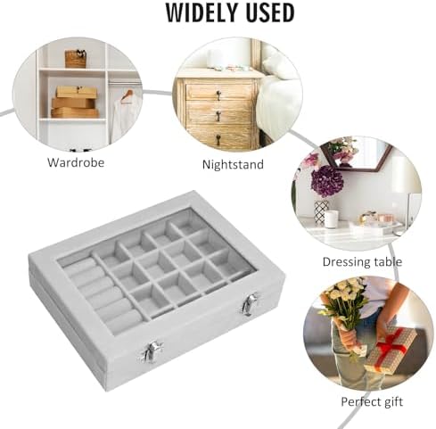 Vicoter Rings Organizer Tray 7 Slots Velvet Jewelry Earring Storage Box - Image 6