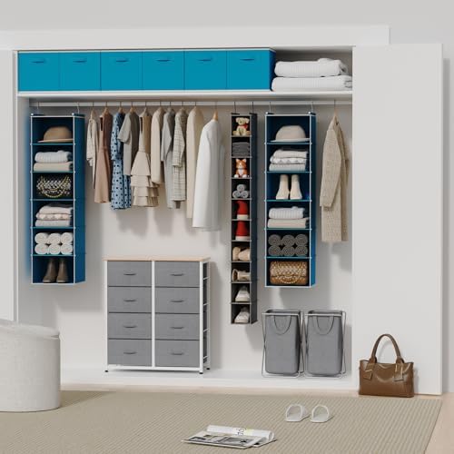MAX Houser 6 Tier Hanging Closet Organizer with 2 Sturdy Hooks, Blue - Image 6