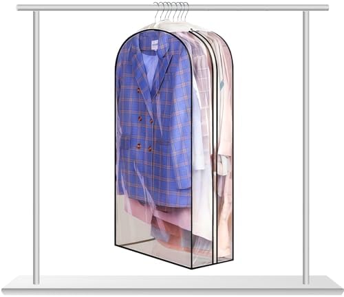Clear Garment Bags for Hanging Clothes, 10" Gusseted Garment Covers for ClosetStorage, 40"Long Hanging Plastic Clothes Cover for Coat, Dress, Fur, BreathableFabric,Keep Clothes Neat and Tidy by Unknown