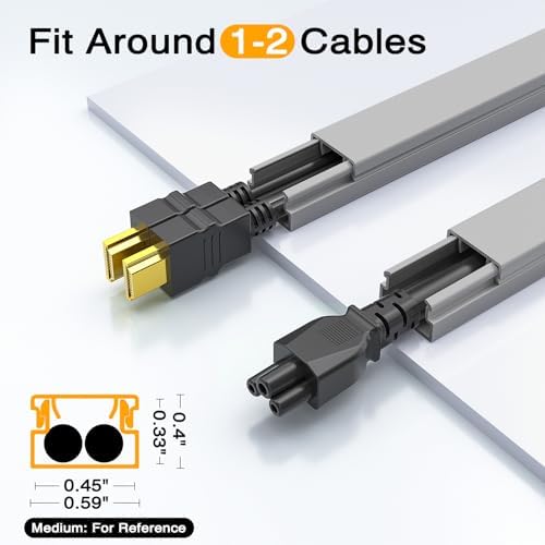 Delamu 157in Cord Covers for Wires on Wall, Cord Hider for 1 Cord, Paintable Cable Hider, Cable Management Wire Covers for Cords, W0.55 H0.4in, Grey - Image 2