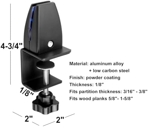 4 Pack Desk Partition Divider Bracket Clip, Acrylic Sneeze Guard Holder - Image 3
