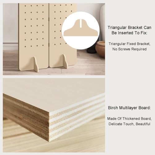 Folding Pegboard Partition Screen,2/3/4/5 Panel Pegboard Room Divider Panel,Room Divider Wall with Base,for Bedroom Bazaar Jewelry Store(Style 2,180x40cm-3 Panel) - Image 3