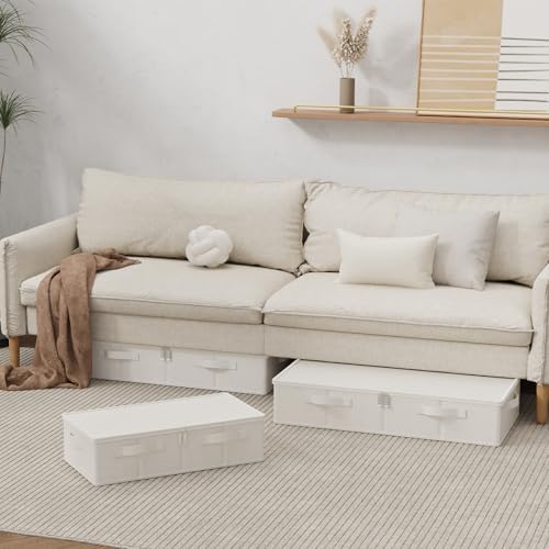 Underbed Storage Basket with PP Panel,31.4x15.7x5.9in,Beige,2 Pack - Image 3