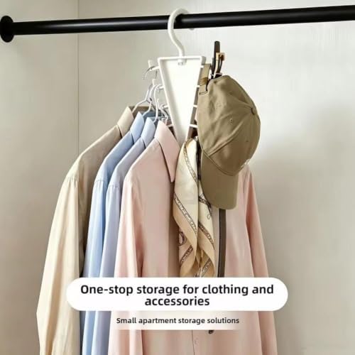 V Shaped Double-Sided Closet Organizer Hanger,12 Hooks Space Saving Organizer for Hats, Scarves, Belts,Bags&Ties, 360-degree Rotating Multi-Layer Vertical Clothes Storage Rack for Wardrobe Space Saver - Image 3