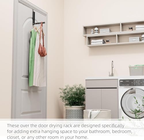 BAKON 2-Pack Over The Door Hanger Foldable Clothes Drying Rack, Collapsible Hanging Coat Rack for Laundry Room & Bedroom, Space-Saving Compact Foldable Portable Clothing Hanger Hook,Black - Image 5