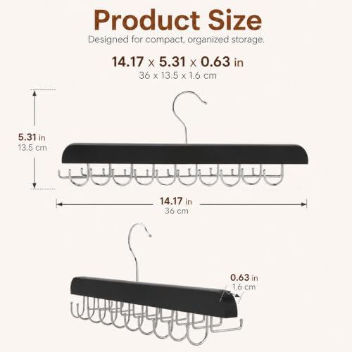 2 Pack Tie and Belt Hanger Rack, 2‑in‑1 Tie and Belt Hanger, Black - Image 2