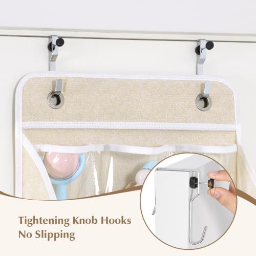 Univivi Fabric Over Door Hanging Organizer for Baby Nursery, Beige, 6-Shelf - Image 5