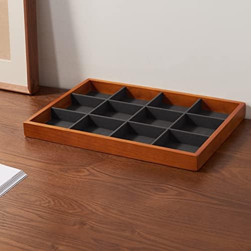 Oirlv Solid Wood Jewelry Tray,Jewelry Drawer Organizer,12 Grid(Grey) - Image 6