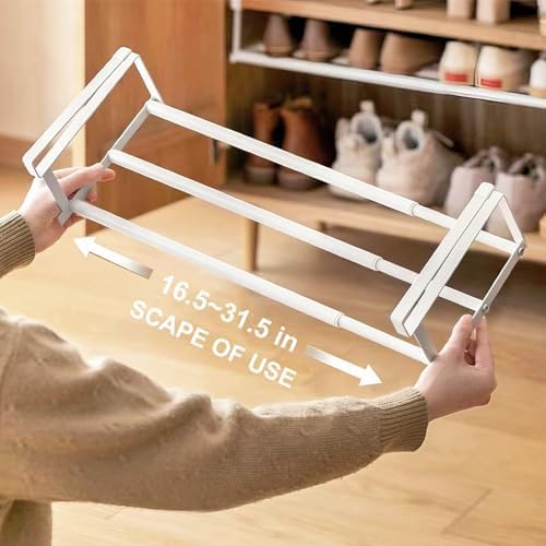 Expandable Shoe Rack Organizer - Adjustable Shoe Rack & Under Cabinet Shelf - for Shoe or Clothing Storage and Organization, Under Shelf Storage (Black,2 Pcs) - Image 3
