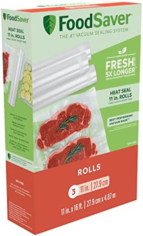 FoodSaver 11" x 16' Vacuum Seal Roll with BPA-Free Multilayer Construction for Food Preservation, 11" Roll 3 Pack by FoodSaver