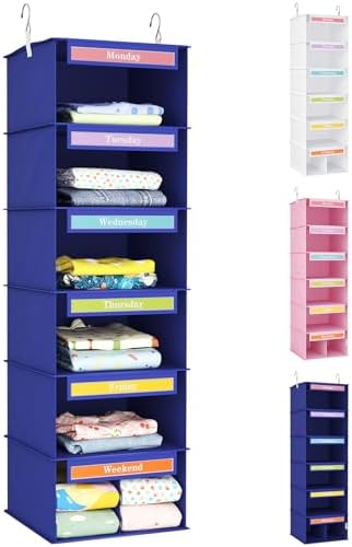 Lifewit 6 Shelf Weekly Hanging Clothes Storage Organizer for Kids, Blue by Lifewit