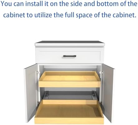 Wooden Pull out Cabinet Organizer 21" W x 21" D x 4.3" H, Heavy Duty Slide Out Drawers Pull-Out Home Organizers for Kitchen Cabinets - Image 4