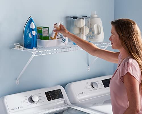 Rubbermaid Direct Wall Shelf, 3 Ft. Wide, Mounting Hardware Kit Included, White, Wire Shelving Organizer System for Home/Laundry/Bathroom/Mudroom/Pantry/Linen Closet, 3' Length - Image 6