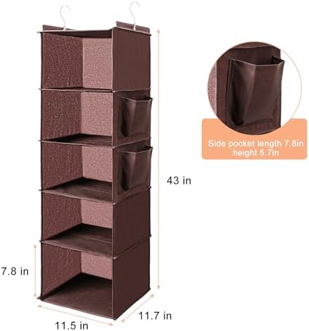 BOOMIBOO Hanging Closet Organize and Shelves,5-Hanging Shelf（Browm） - Image 3