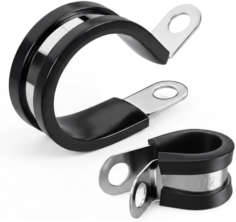 20 Pack 304 Stainless Cushioned Pipe and Cable Clamps Kit 1/2" & 1" by Unknown