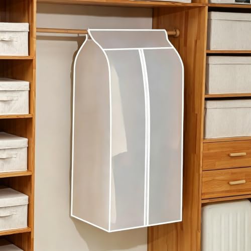 20x59x24 Inch Garment Bags, 1 Pack Garment Rack Cover, Waterproof & Washable Suit Covers, Full Zipper Dust-Proof Hanging Clothes Storage Bags for Closet, Translucent by honsing
