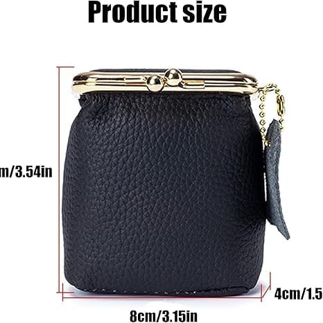 Genuine Leather Mini Jewelry Box & Vintage Wallet for Women - Compact Travel Coin Purse, Lipstick Storage Organizer, Retro Leather Clutch Case (Black)