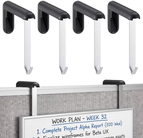 Flutesan 4 Pack Cubicle Whiteboard Tackboard Hangers, Black by Flutesan