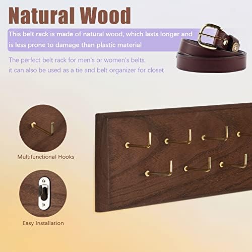 Belt Organizer, Wall Mounted Hanger for Closet, Brown - Image 2