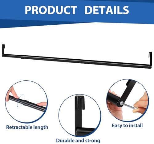 Threehoney Expandable Closet hanger Rod for Wire Shelf, 36-60 Inch, Black - Image 3