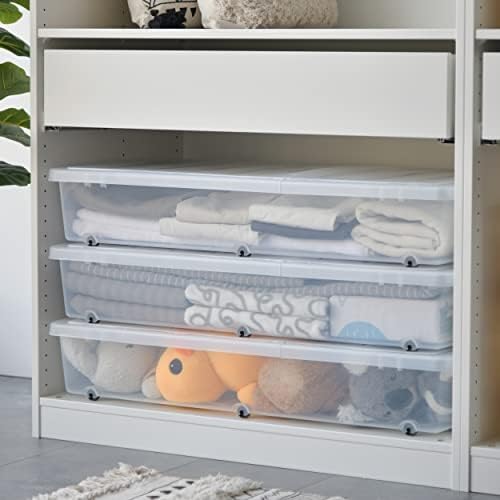 Citylife 2 Packs 57 QT Plastic Under Bed Storage Bins with Double-opening Lids Clear Underbed Storage Containers with Wheels for Organizing Shoes, Blankets, Clothes - Image 5