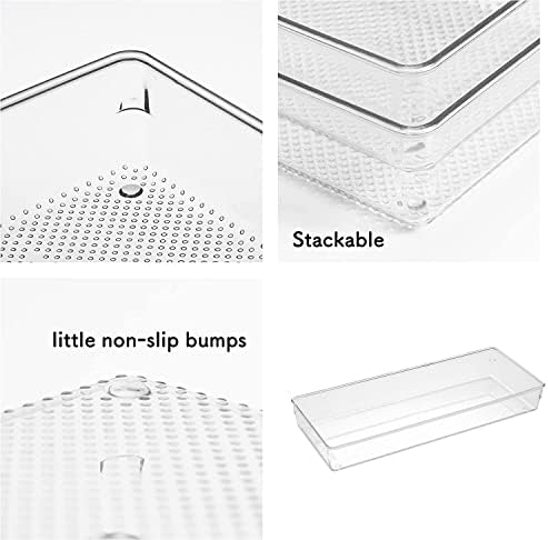 3 Pack Large Clear Plastic Drawer Organizer Tray Cutlery Utensil Makeups Drawer Organizers 15" X 6" - Image 3